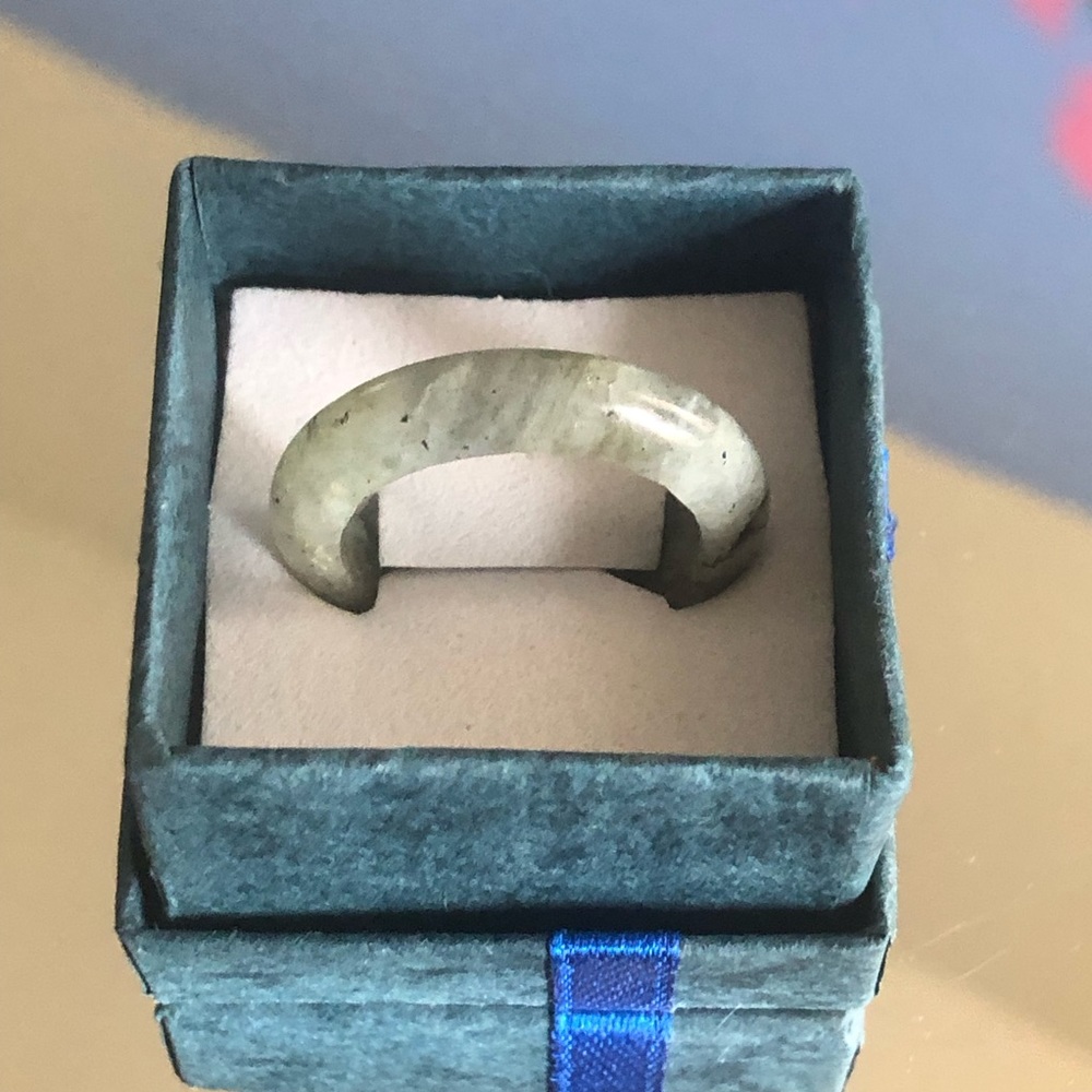 Handcrafted genuine labradorite stone band ring 9